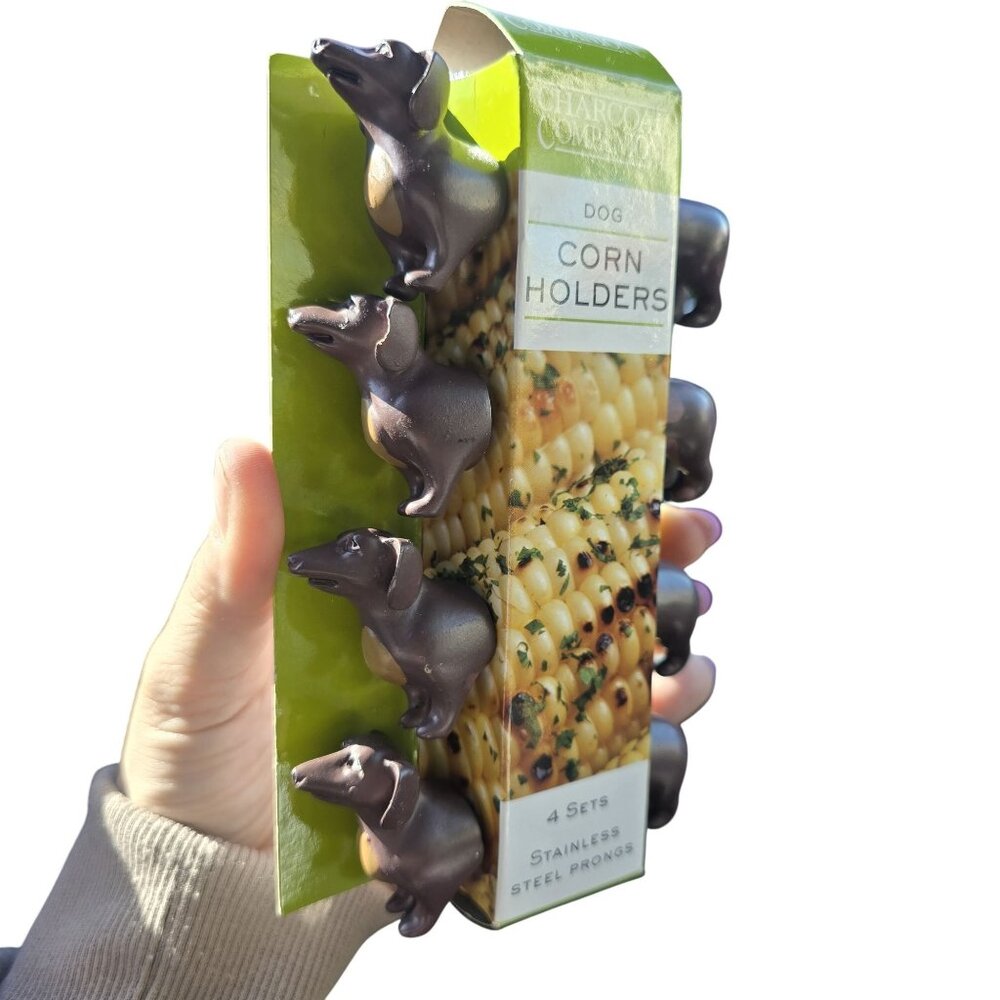 Charcoal Companion Dog Corn Holders weiner dog, one with broken ear